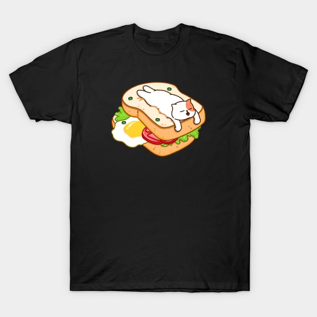 Cat and Sandwich Bread T-Shirt by Kimprut